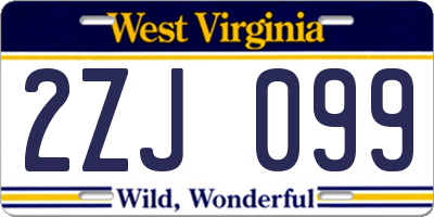 WV license plate 2ZJ099