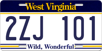 WV license plate 2ZJ101