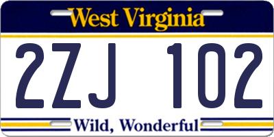 WV license plate 2ZJ102