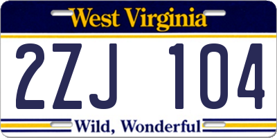 WV license plate 2ZJ104