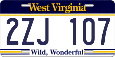 WV license plate 2ZJ107