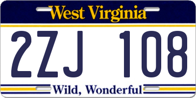 WV license plate 2ZJ108