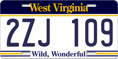 WV license plate 2ZJ109