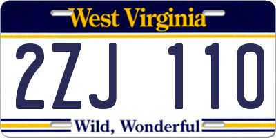 WV license plate 2ZJ110