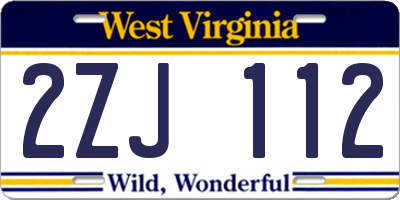 WV license plate 2ZJ112