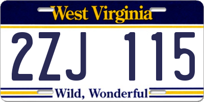 WV license plate 2ZJ115