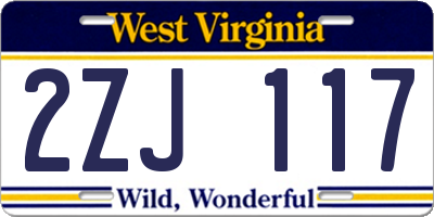 WV license plate 2ZJ117