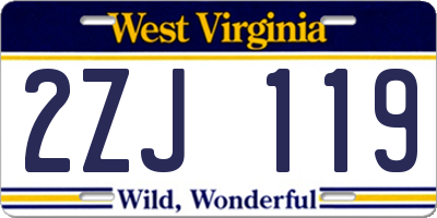WV license plate 2ZJ119