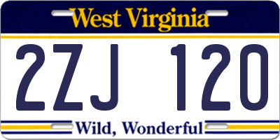 WV license plate 2ZJ120