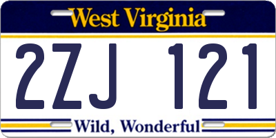 WV license plate 2ZJ121