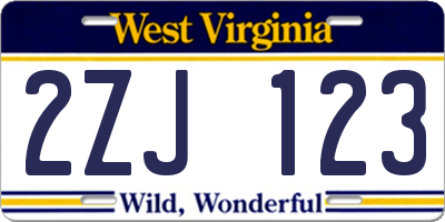 WV license plate 2ZJ123