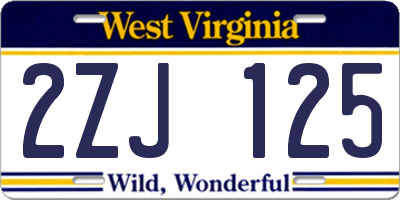 WV license plate 2ZJ125