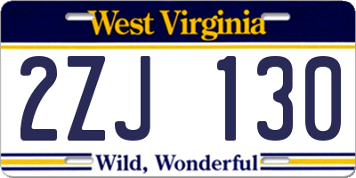 WV license plate 2ZJ130