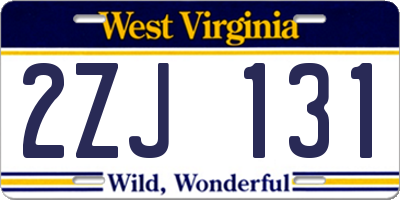WV license plate 2ZJ131