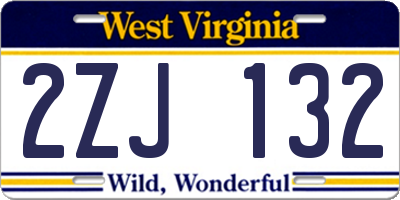 WV license plate 2ZJ132