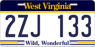 WV license plate 2ZJ133