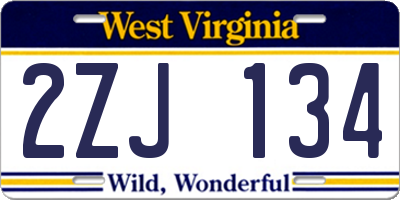 WV license plate 2ZJ134