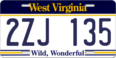 WV license plate 2ZJ135