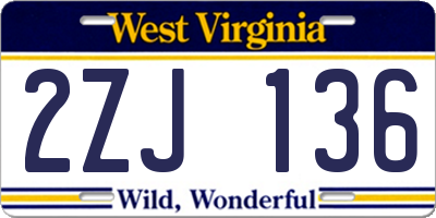 WV license plate 2ZJ136