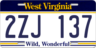 WV license plate 2ZJ137