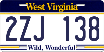 WV license plate 2ZJ138