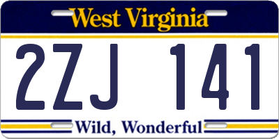 WV license plate 2ZJ141