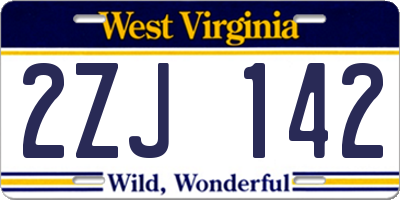 WV license plate 2ZJ142