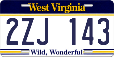 WV license plate 2ZJ143