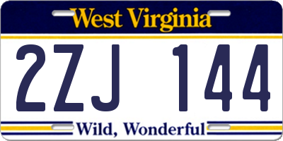 WV license plate 2ZJ144