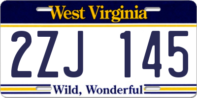 WV license plate 2ZJ145