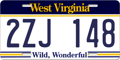 WV license plate 2ZJ148
