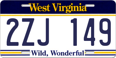 WV license plate 2ZJ149