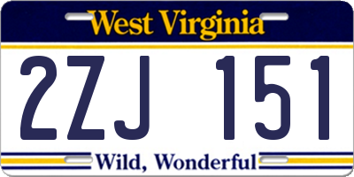 WV license plate 2ZJ151
