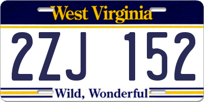 WV license plate 2ZJ152