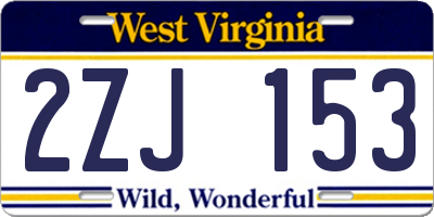 WV license plate 2ZJ153