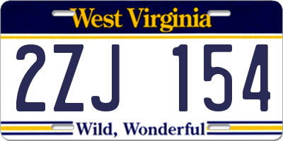 WV license plate 2ZJ154