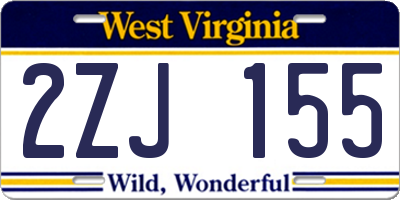 WV license plate 2ZJ155