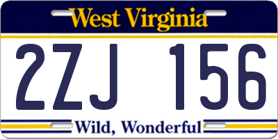 WV license plate 2ZJ156
