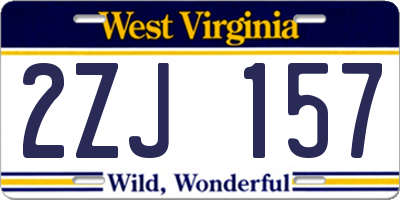 WV license plate 2ZJ157