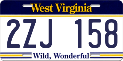 WV license plate 2ZJ158