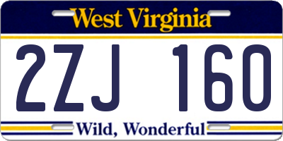 WV license plate 2ZJ160
