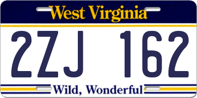 WV license plate 2ZJ162