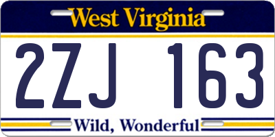 WV license plate 2ZJ163