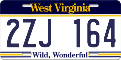 WV license plate 2ZJ164