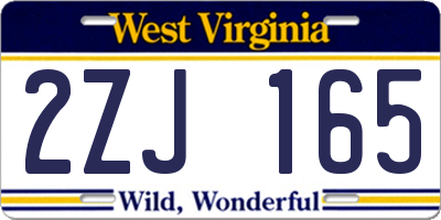 WV license plate 2ZJ165