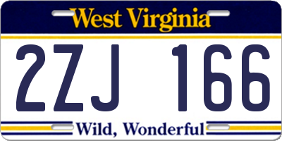 WV license plate 2ZJ166