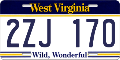 WV license plate 2ZJ170