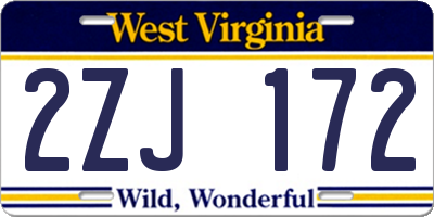 WV license plate 2ZJ172