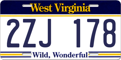 WV license plate 2ZJ178