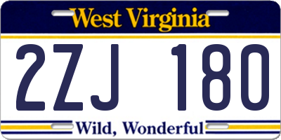 WV license plate 2ZJ180